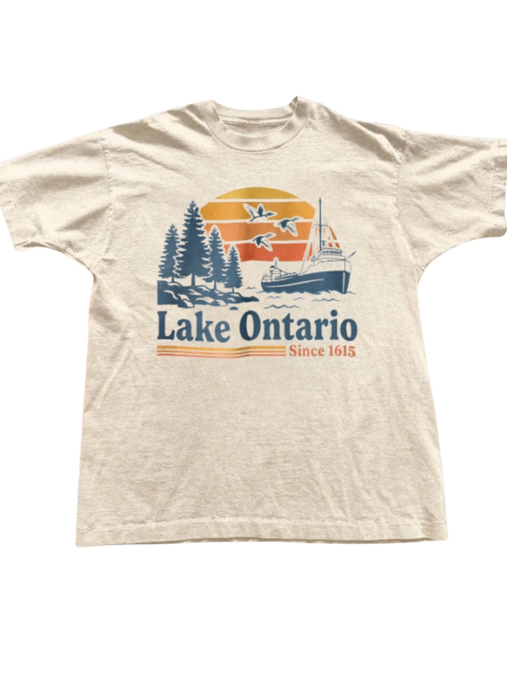 Gildan Lake Ontario Graphic Tee - Cream Casual Shirt